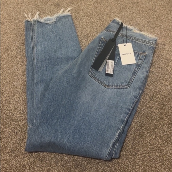Farfetch Unravel Project Frayed Detail Slim Light Blue Jeans Raw Hem Size 28 - Picture 7 of 15